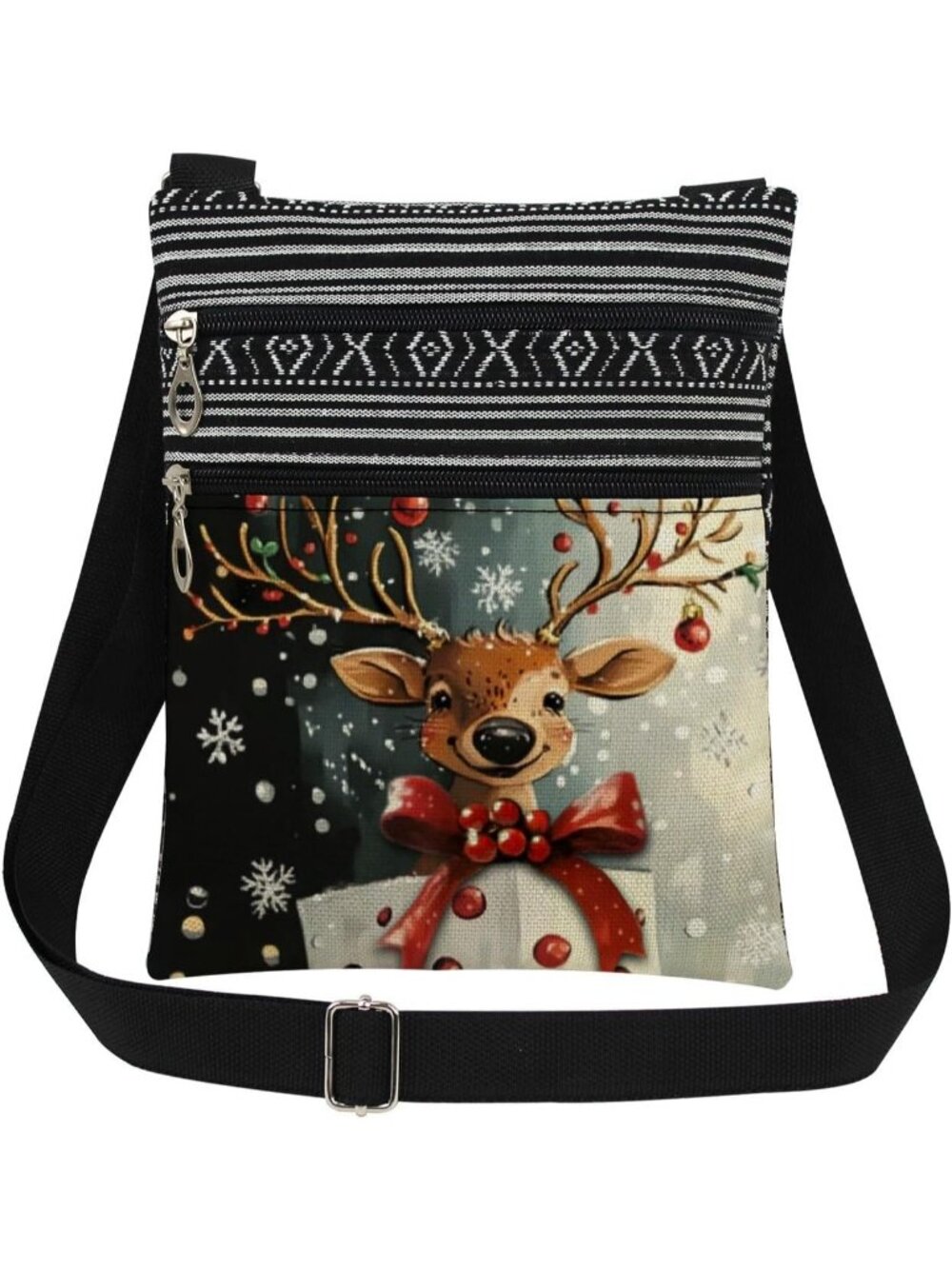 Unisex Christmas Printed Adjustable Strap Shoulder Purse Gift Crossbody Bag
